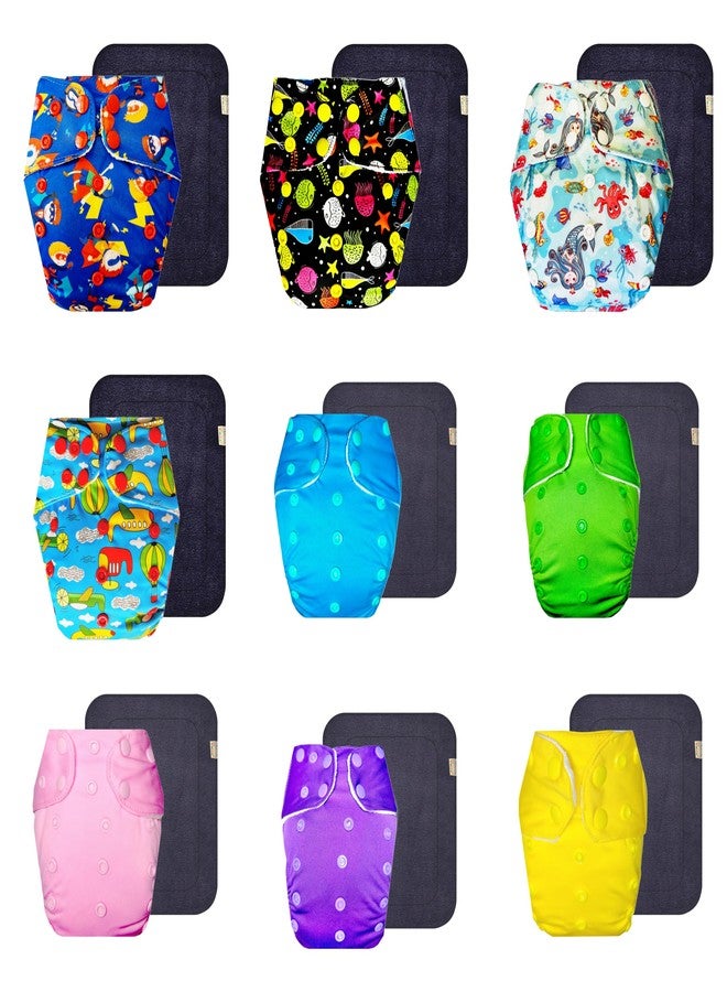 Dumbledo Premium Cloth Diaper with Black Insert (Pack of 9) | Soft & Gentle | Reusable & Washable | Easy to Clean | Designed by Moms | 3 Months - 3 Years | Unisex Baby - Image 1