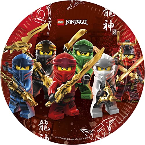 PROCOS 93455 Party Plates Lego Ninjago Size 23 cm Pack of 8 Disposable Paper Plates Children's Birthday Party Tableware FSC - Image 3
