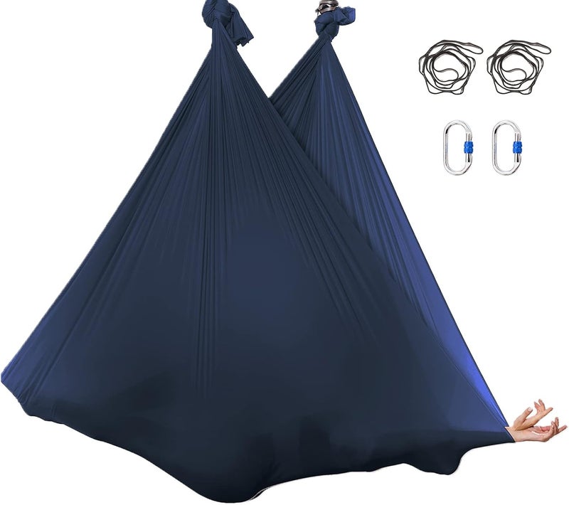 SKYPHAROS 5.5 Yards Aerial Silks Yoga Swing Set - Aerial Yoga Hammock Kit Anti-Gravity Flying for Fitness, Low/Non Stretch Nylon Tricot Fabric Hardware Included for Dance - Image 1