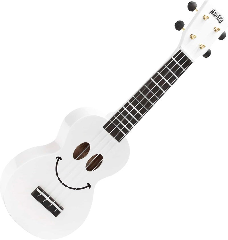 Mahalo U-Smile Series 4 String Soprano Ukulele with Bag, White - Image 1