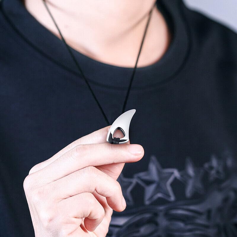 THE MEN THING SPIKE EDGE - Titanium Steel Pendant with Adjustable Leather Rope for Men & Boys,Silver - Image 2