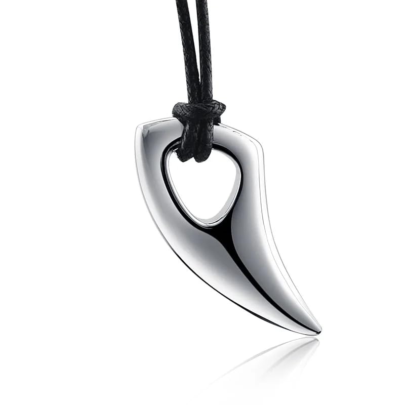 THE MEN THING SPIKE EDGE - Titanium Steel Pendant with Adjustable Leather Rope for Men & Boys,Silver - Image 1