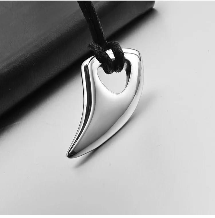 THE MEN THING SPIKE EDGE - Titanium Steel Pendant with Adjustable Leather Rope for Men & Boys,Silver - Image 4