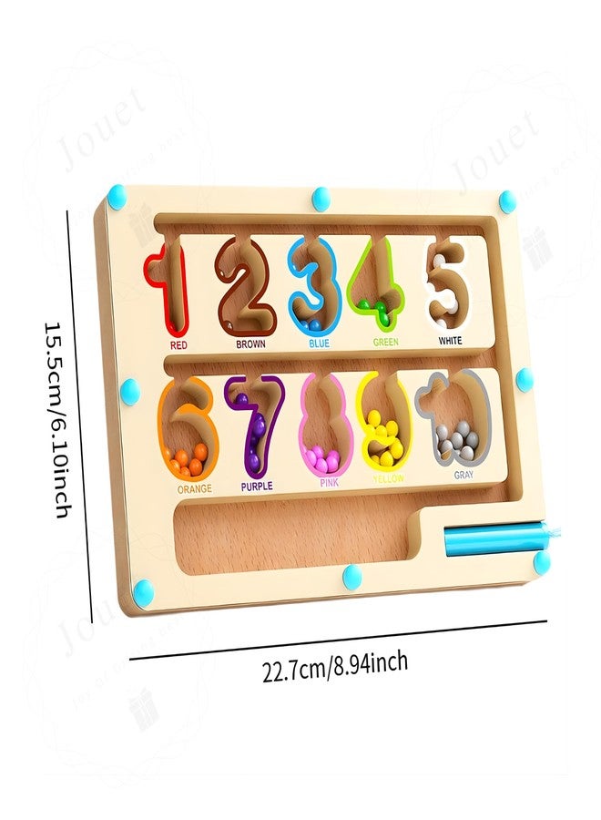 JOUET Wooden Number Bead Maze Board for Kids, Magnetic Color Sorting & Counting Puzzle, Montessori Learning Toy for Number Recognition, Fine Motor Skills & Early Education Activity Game - Image 3