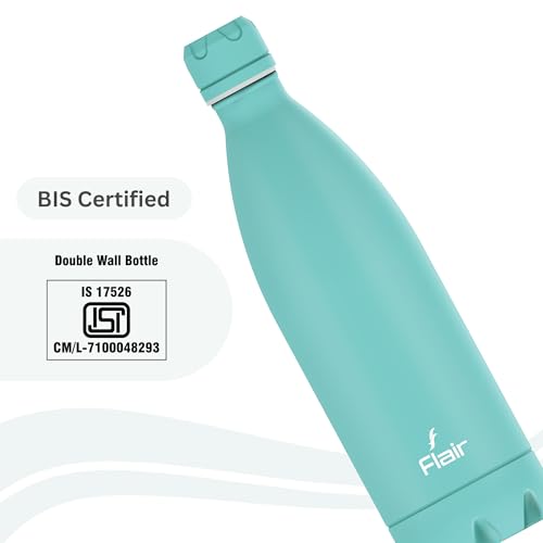 Flair Pastel Blue Double Wall Vacuum Insulated Stainless Steel Flask, 750ml, BIS Certified, Leak-Proof, BPA-Free, Rust-Free, 304 Stainless Steel, 24 Hrs Hot & Cold, School, Gym, Travel Water Bottle - Image 3