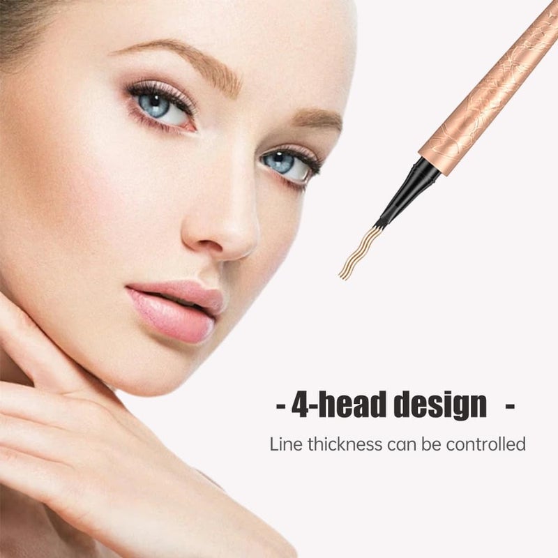 Microblading Eyebrow Pen, 2024 New Waterproof Microblading Eyebrow Pencil with 4 Tip Eye Brow Pen, Natural Eyebrow Makeup Fine Stroke Magic Eyebrow Pencil Stay on All Day (Dark Brown) - Image 4