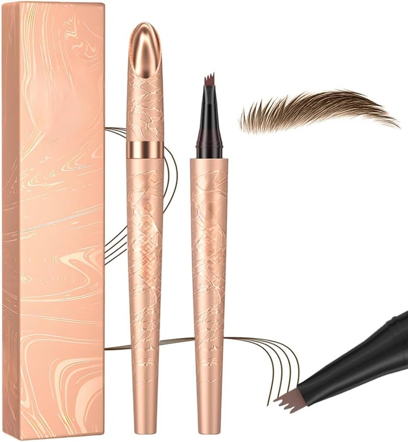 Microblading Eyebrow Pen, 2024 New Waterproof Microblading Eyebrow Pencil with 4 Tip Eye Brow Pen, Natural Eyebrow Makeup Fine Stroke Magic Eyebrow Pencil Stay on All Day (Dark Brown) - Image 1