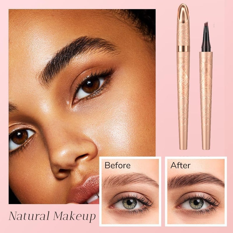 Microblading Eyebrow Pen, 2024 New Waterproof Microblading Eyebrow Pencil with 4 Tip Eye Brow Pen, Natural Eyebrow Makeup Fine Stroke Magic Eyebrow Pencil Stay on All Day (Dark Brown) - Image 2