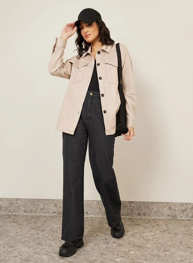 ستايلي Regular Fit Longline Suede Look Shacket