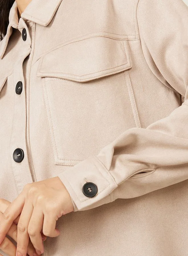 ستايلي Regular Fit Longline Suede Look Shacket