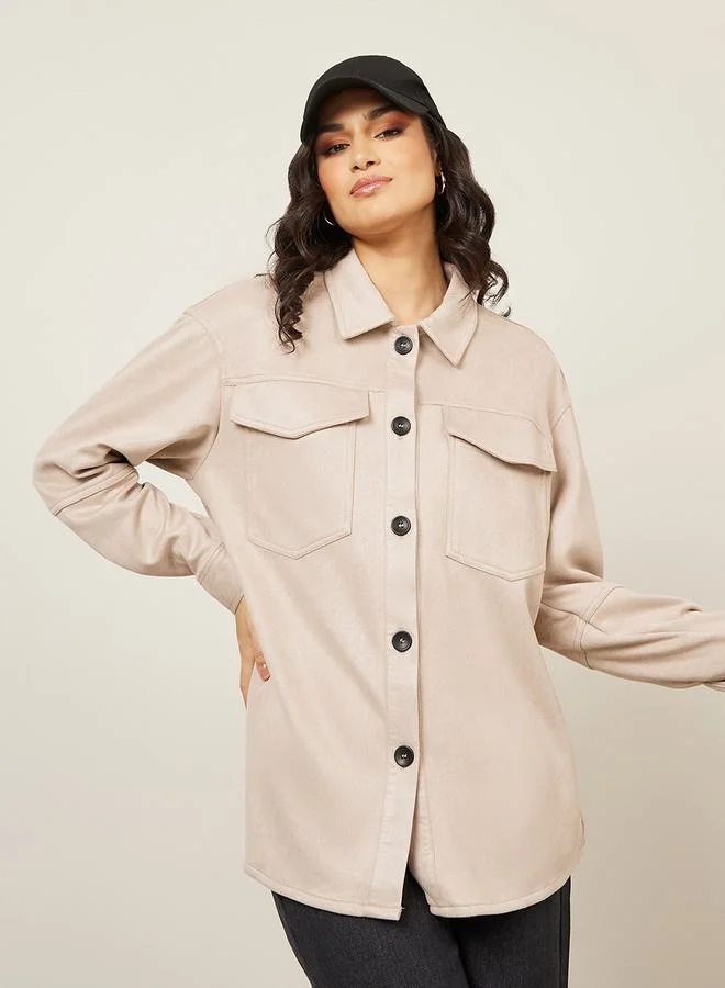 ستايلي Regular Fit Longline Suede Look Shacket