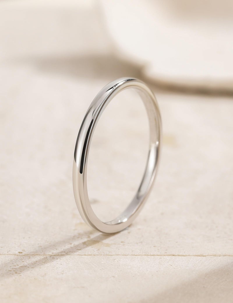 EAMTI 2mm 925 Sterling Silver Ring Thin High Polish Plain Dome Comfort Fit Size 10.5 - Image 2