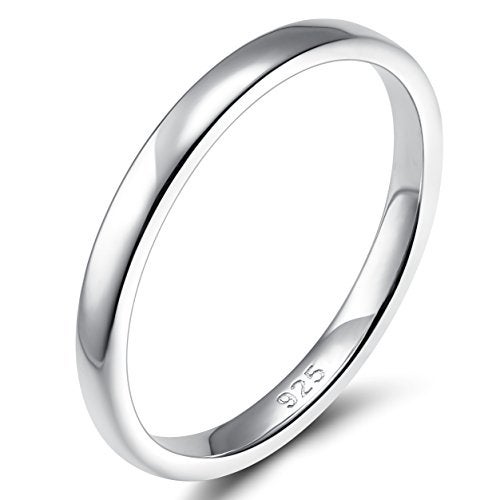 EAMTI 2mm 925 Sterling Silver Ring Thin High Polish Plain Dome Comfort Fit Size 10.5 - Image 1
