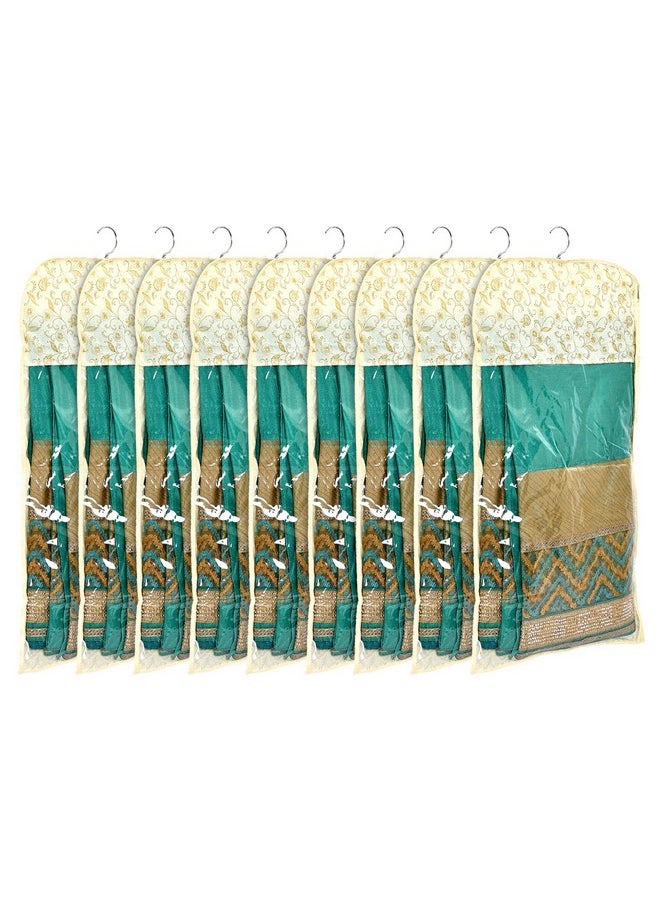 Kuber Industries Kuber Industries Metalic Print Waterproof Clothes Storage Bag Wardrobe Hanging Protective Cover Zipper Dust Cover Suitable for Wardrobe Storage and Travel (Gold)-Pack of 9-KUBMART15524  - Image 1