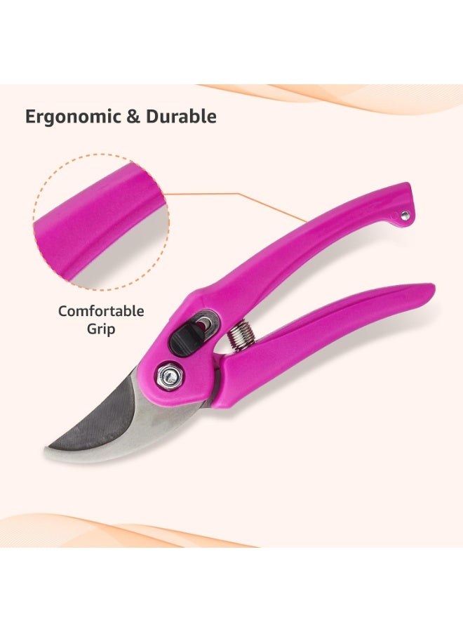 Generic 7.5 Inch Hand Pruner Cutter with Carbon Steel Blades – Garden Branch Trimmer for Home Use (Pink)  - Image 4