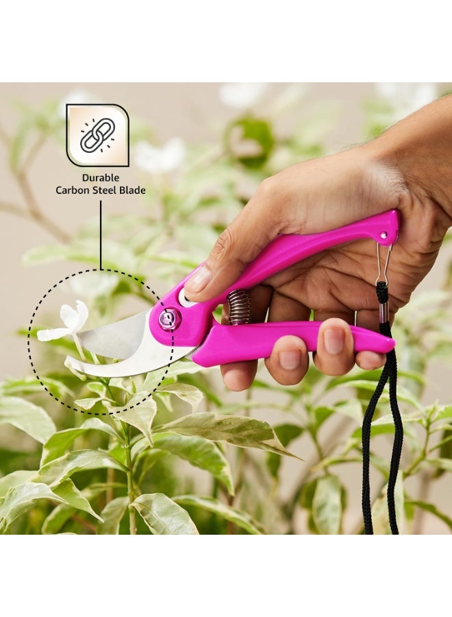 Generic 7.5 Inch Hand Pruner Cutter with Carbon Steel Blades – Garden Branch Trimmer for Home Use (Pink)  - Image 5