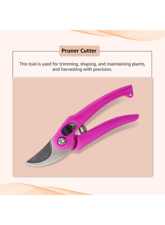 Generic 7.5 Inch Hand Pruner Cutter with Carbon Steel Blades – Garden Branch Trimmer for Home Use (Pink)  - Image 3