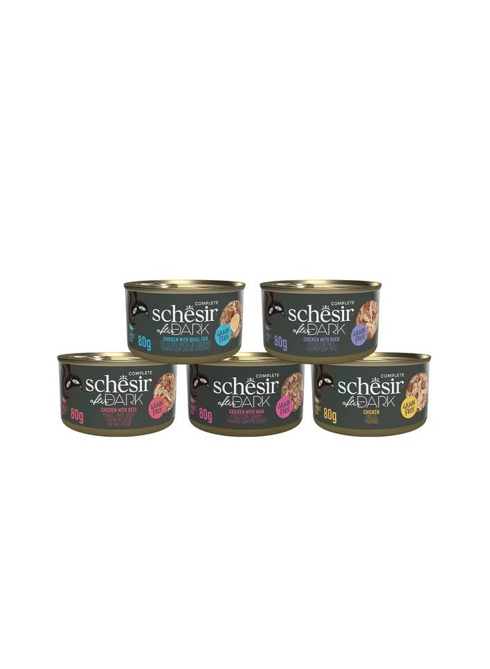 Schesir After  12X80g Dark Wholefood Variety Pack Adult Cat Mixed Wet Food - Image 5