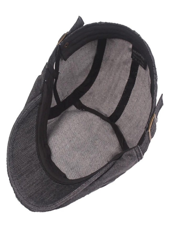Zacharias Men's Cotton Denim Beret Golf Ascot Cap A-19 (Black_Free Size) (Pack of 1) - Image 3