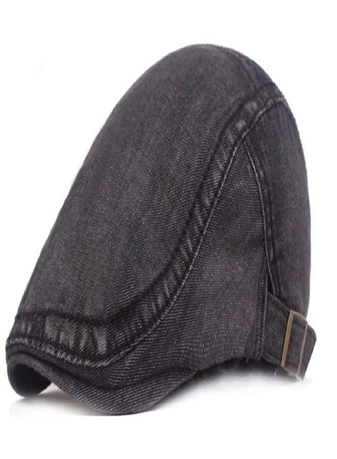 Zacharias Men's Cotton Denim Beret Golf Ascot Cap A-19 (Black_Free Size) (Pack of 1) - Image 2