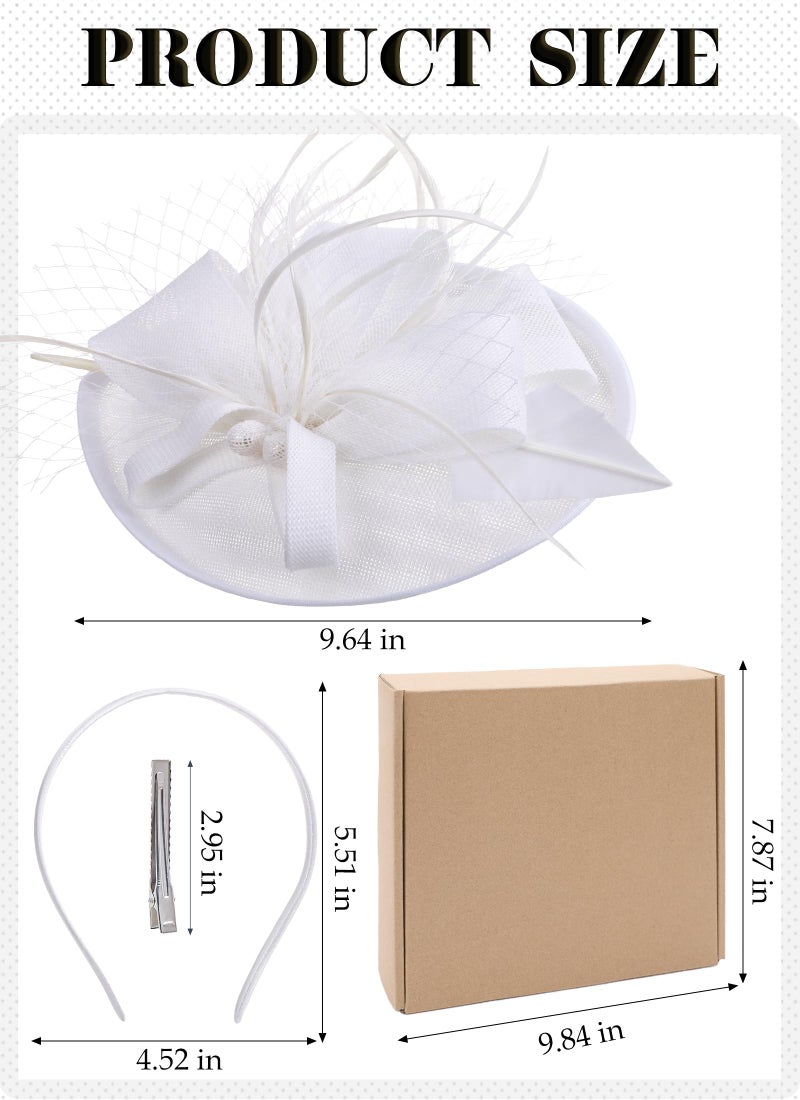Zinniday Fascinator Tea Party Hat - White Ladies Floral Kentucky Hats for Women Tea Party 2026, 1920s Church Veil Organza Derby Fascinators Headpiece Headband Victorian Accessories - Image 2