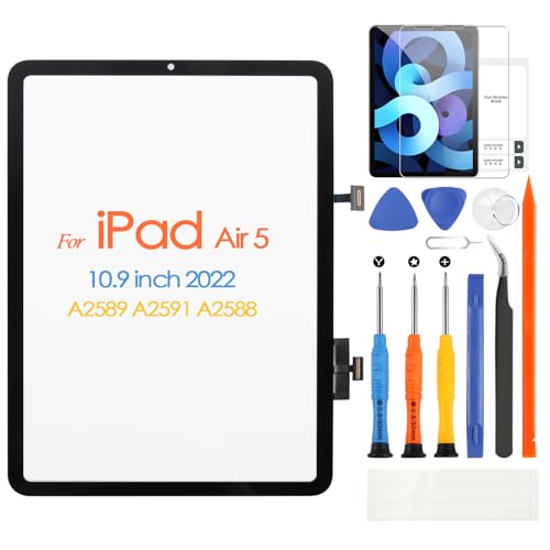 ARSSLY استبدال شاشة اللمس لجهاز آيباد إير 5 الجيل الخامس شاشة تعمل باللمس لجهاز آيباد إير 5 10.9 2022 مستشعر رقم A2589، A2591 زجاج الشاشة مع مجموعة إصلاح (ليس LCD) - Image 1