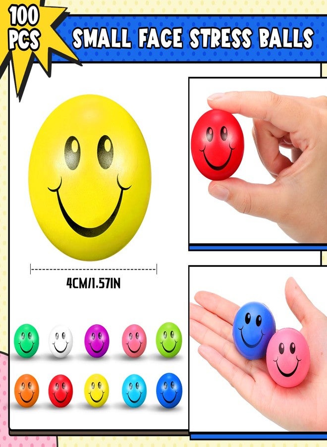 جيريفي 100 قطعة من كرات تخفيف التوتر الصغيرة على شكل وجه مبتسم، مقاس 1.57 بوصة، كرات إسفنجية صغيرة ملونة وناعمة لتخفيف التوتر للمراهقين والبالغين، حقيبة هدايا لحفلات الكريسماس ومكافآت تمارين الأصابع - Image 3