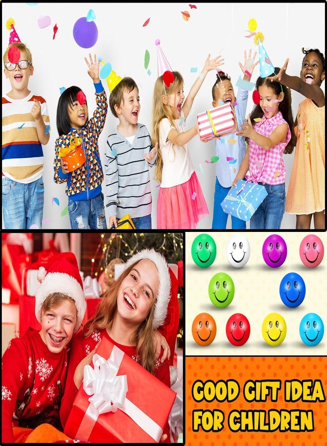 جيريفي 100 قطعة من كرات تخفيف التوتر الصغيرة على شكل وجه مبتسم، مقاس 1.57 بوصة، كرات إسفنجية صغيرة ملونة وناعمة لتخفيف التوتر للمراهقين والبالغين، حقيبة هدايا لحفلات الكريسماس ومكافآت تمارين الأصابع - Image 2