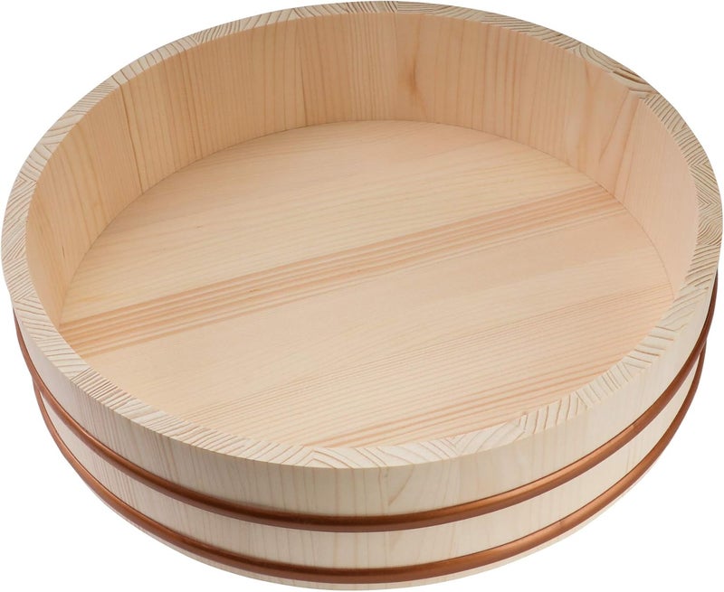 Kichgather Wooden Sushi Rice Bowl with Lid Hangiri Sushi Oke Sushi Rice Mixing Tub 118  with lid - Image 2