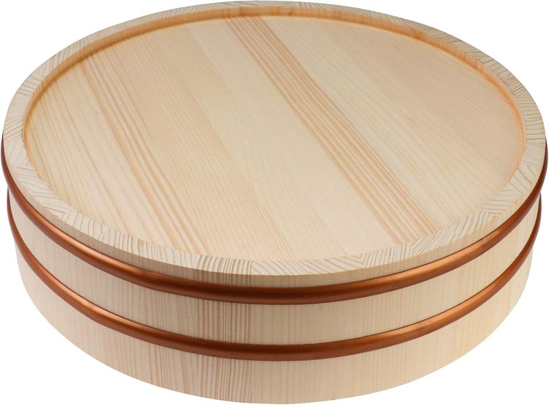 Kichgather Wooden Sushi Rice Bowl with Lid Hangiri Sushi Oke Sushi Rice Mixing Tub 118  with lid - Image 3