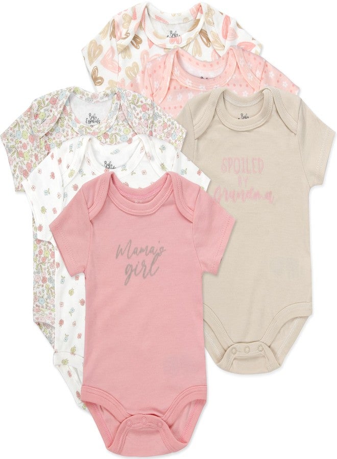 Baby Essentials Baby Girls Mama’s Girl & Floral 6 Piece Bodysuit Set (Mama’s Girl & Floral 6 Piece, 9 Months) - Image 1