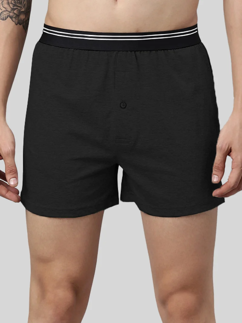 جوفن Men Solid Pure Cotton Boxers Pack Of 2