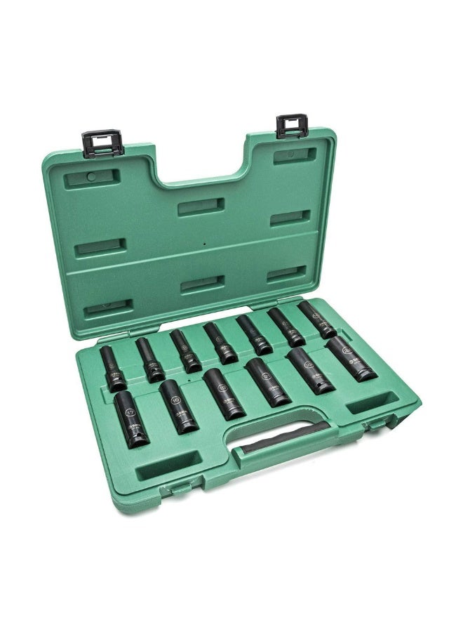 Sata SATA ST34398T 13-Piece 1/2" Drive 6 Point Metric Deep Thin Wall Impact Socket Set - Image 1