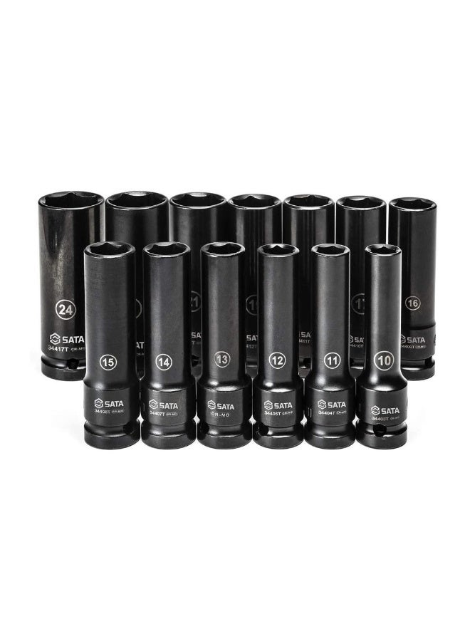 Sata SATA ST34398T 13-Piece 1/2" Drive 6 Point Metric Deep Thin Wall Impact Socket Set - Image 2