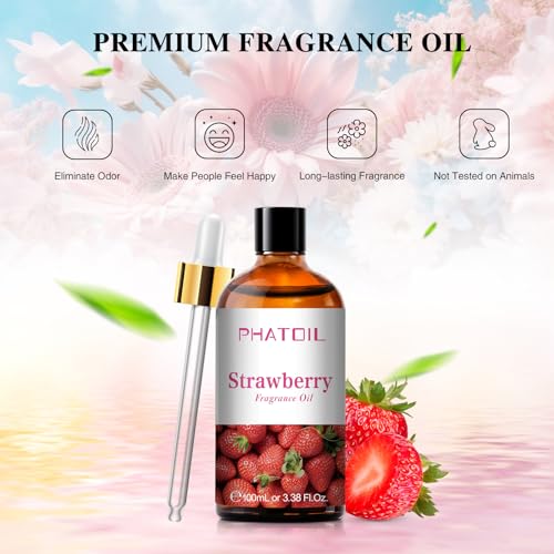 PHATOIL 3.38FL.OZ Strawberry Fragrance Oils for Aromatherapy, Essential Oils for Diffusers for Home, Perfect for Diffuser, Yoga, Skin Care, DIY Candle and Soap Making - 100ml - Image 3