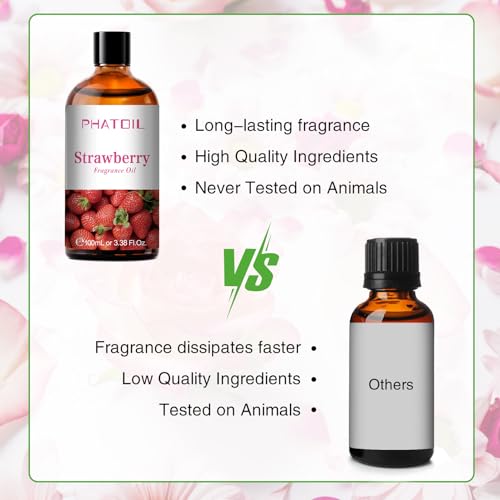 PHATOIL 3.38FL.OZ Strawberry Fragrance Oils for Aromatherapy, Essential Oils for Diffusers for Home, Perfect for Diffuser, Yoga, Skin Care, DIY Candle and Soap Making - 100ml - Image 4