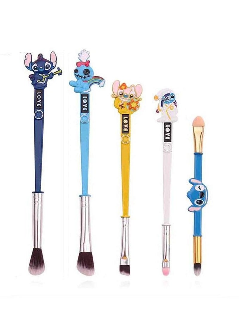 general 5 Piece Interstellar Theme Baby Stitch Makeup Brush Set Best Gift for Girls - Image 1