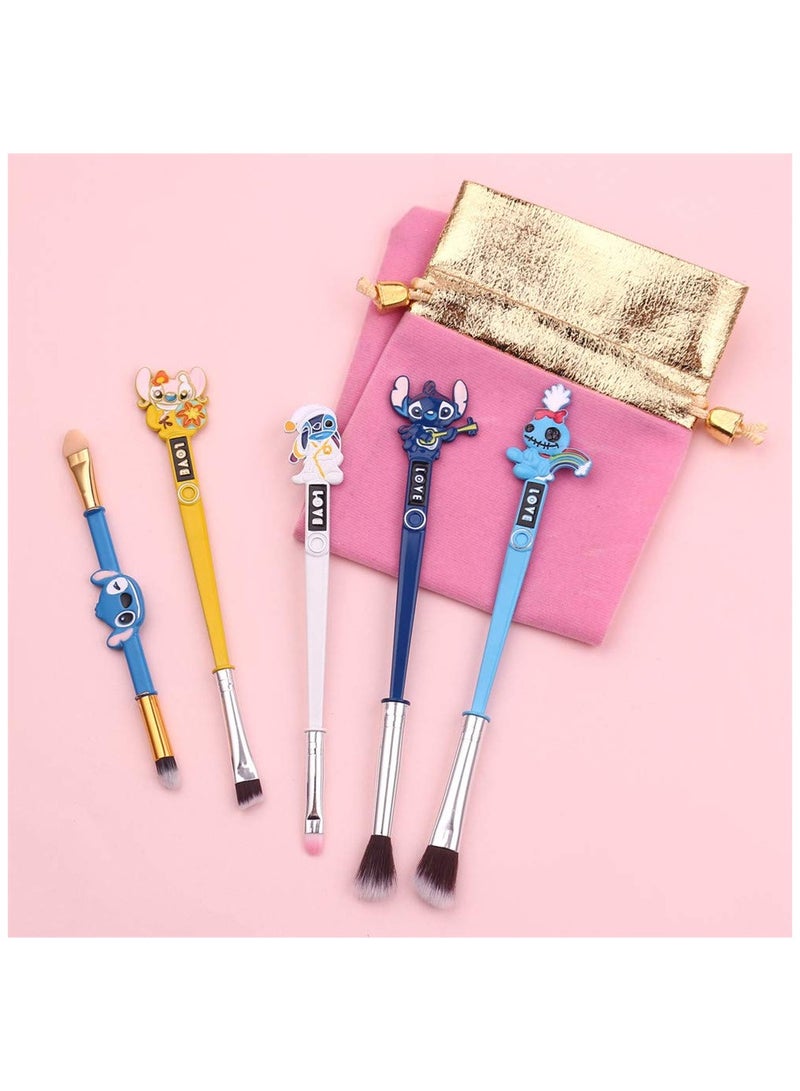 general 5 Piece Interstellar Theme Baby Stitch Makeup Brush Set Best Gift for Girls - Image 2