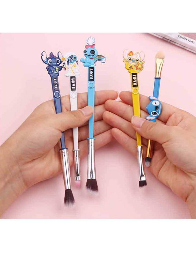 general 5 Piece Interstellar Theme Baby Stitch Makeup Brush Set Best Gift for Girls - Image 4