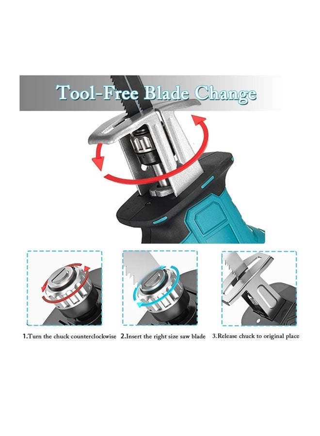 Reciprocating Saw, Outdoor Portable Cordless Electric Saber Saw, Multifunctional Power Tools With 0-3000 Rpm Variable Speed & Quick Blade Change - Image 5