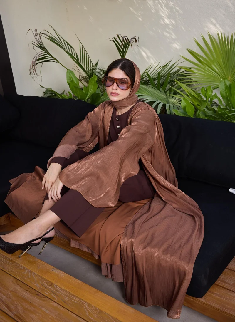 Ashita Fernandes Chocolate Brown Solid Viscose Round Neck Top