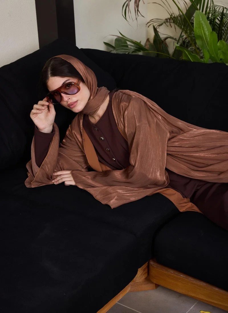 Ashita Fernandes Chocolate Brown Solid Viscose Round Neck Top