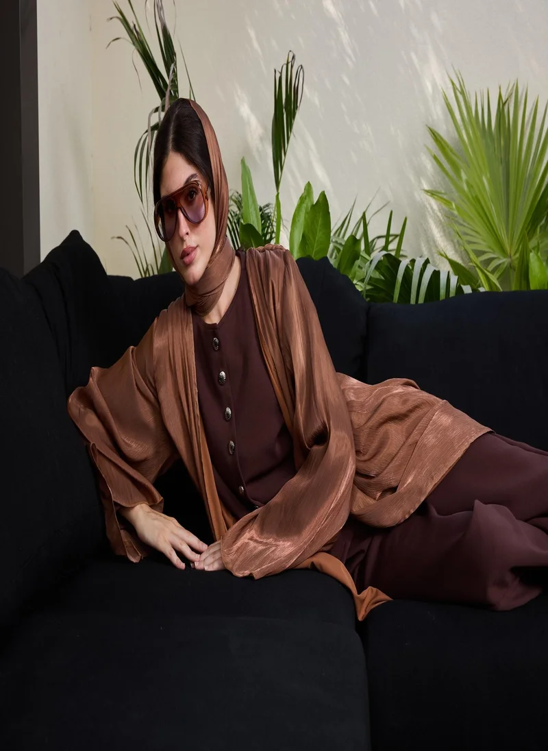 Ashita Fernandes Chocolate Brown Solid Viscose Round Neck Top