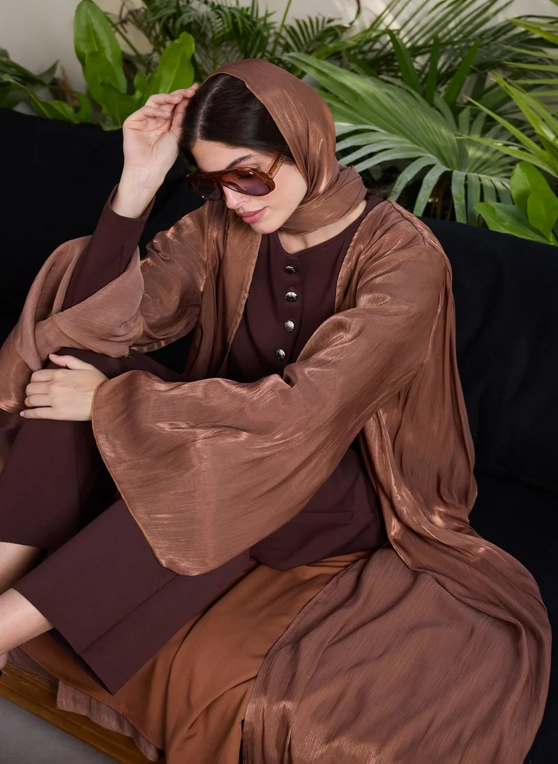 Ashita Fernandes Chocolate Brown Solid Viscose Round Neck Top