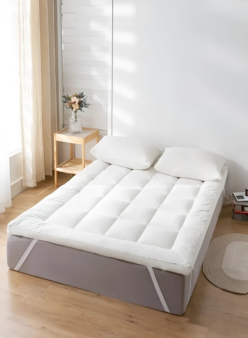 MAXQON Mattress Topper 10CM Thickness Quilted Microfiber 900gsm, King/Queen/Double/Single Sizes, Color White  - Image 1