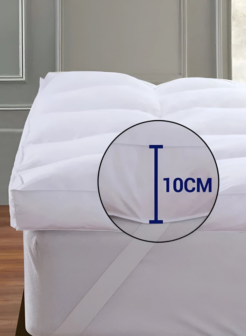 MAXQON Mattress Topper 10CM Thickness Quilted Microfiber 900gsm, King/Queen/Double/Single Sizes, Color White  - Image 3