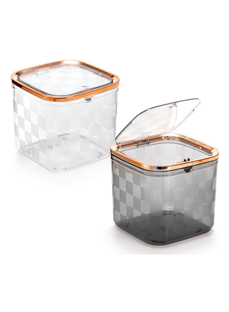 Meetion Tabletop Trash Can with Pop-up Lid, 2L Mini Trash Can, Waste Garbage Bin, Plastic Wastebasket Dispenser for Countertop, Bathroom, Vanity, Desktop(2 Pack)  - Image 1
