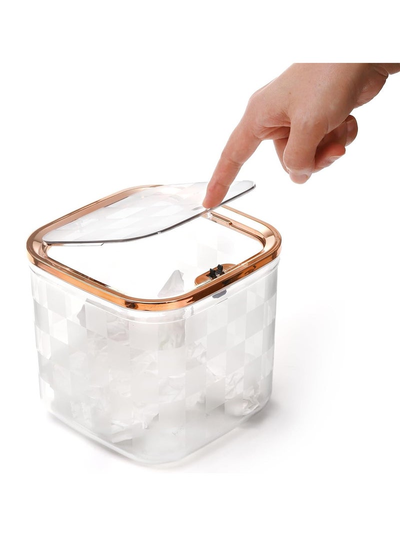Meetion Tabletop Trash Can with Pop-up Lid, 2L Mini Trash Can, Waste Garbage Bin, Plastic Wastebasket Dispenser for Countertop, Bathroom, Vanity, Desktop(2 Pack)  - Image 3