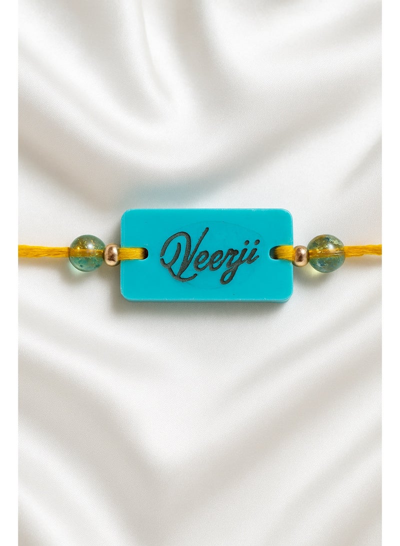 Ready For Chai Veerji Rakhi – Handmade Resin Rakhi with Roli Chawal | Cotton Thread | Elegant & Premium Design - 36 cm - Image 1