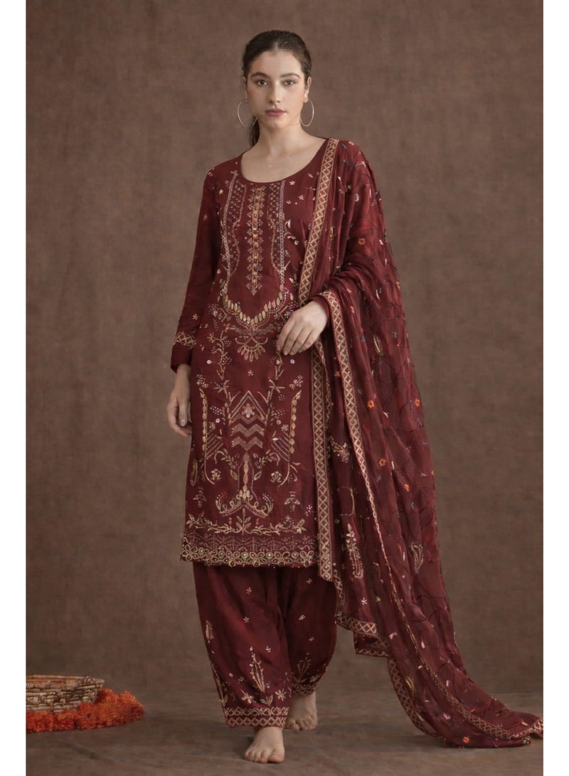 Gulnaar Maroon Set